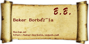 Beker Borbála névjegykártya